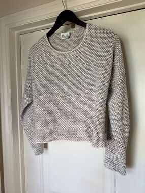 Cream Textured Crewneck Sweater